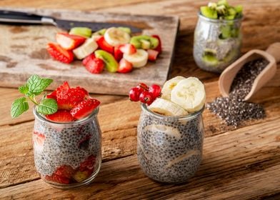 Chia pudding in glass jar