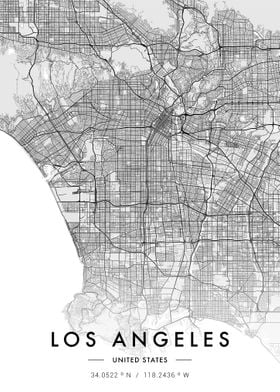 Los Angeles City Map White