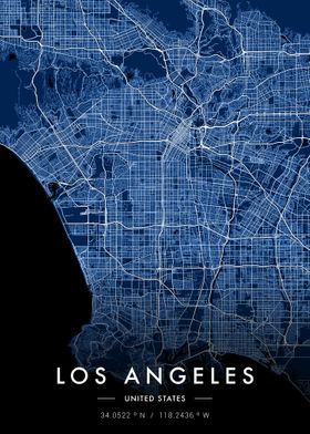 Los Angeles City Map Blue