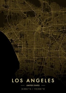 Los Angeles City Map Gold