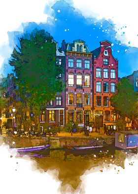 amsterdam in watercolor