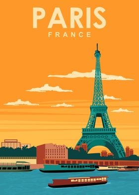 Paris France Travel Poster