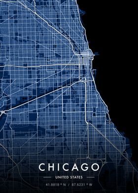 Chicago City Map Blueprint