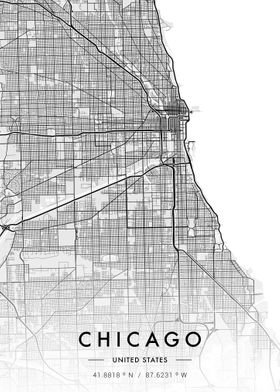 Chicago City Map White