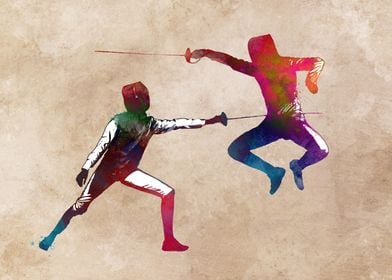 Fencing sport art