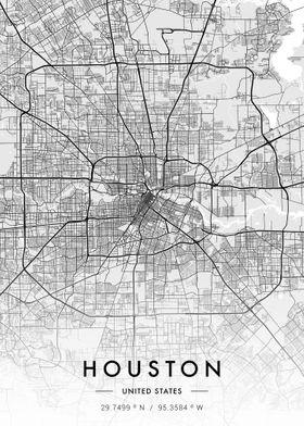 Houston City Map White