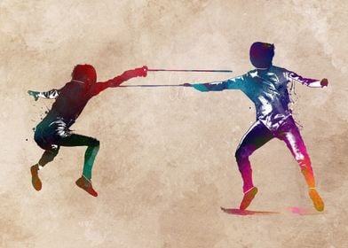 Fencing sport art