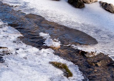 Flowing creek in winter