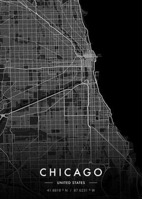 Chicago City Map Dark