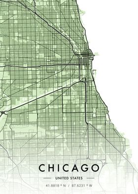 Chicago City Map Green