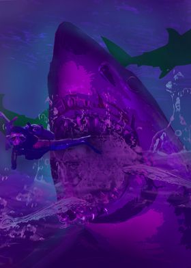 synthwave danger shark 