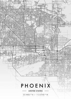 Phoenix City Map White