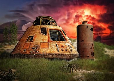 abandoned Apollo spaceship