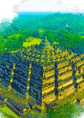 borobudur temple in canvas