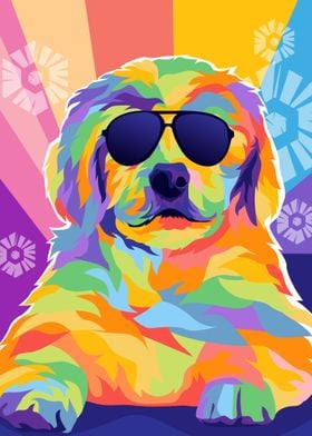  pop art dog wear glasses