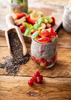 strawberry in chia pudding