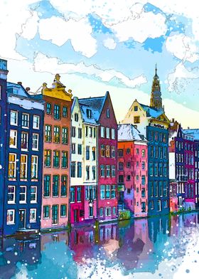 amsterdam in watercolor