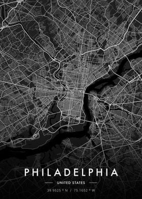 Philadelphia City Map Dark