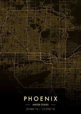 Phoenix City Map Gold