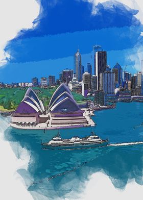 sydney in watercolor