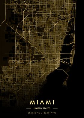 Miami City Map Gold