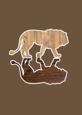 Wooden mirrored lions