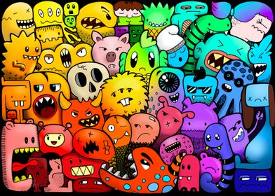 Doodle Monster Crowd