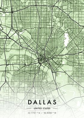 Dallas City Map Green