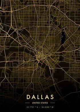 Dallas City Map Gold