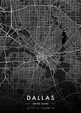 Dallas City Map Dark