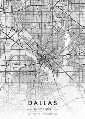 Dallas City Map White