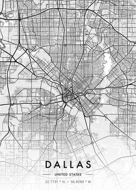 Dallas City Map White