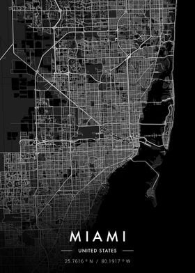 Miami City Map Dark