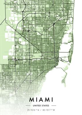 Miami City Map Green