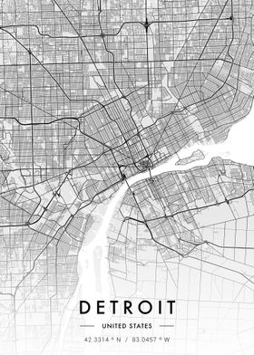 Detroit City Map White