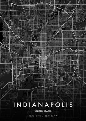 Indianapolis City Map Dark