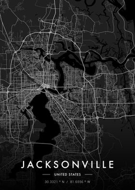 Jacksonville City Map Dark