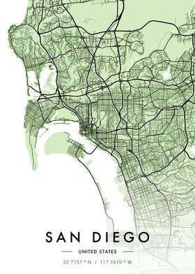 San Diego City Map Green