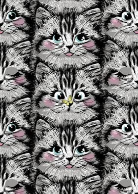 kitten faces seamless