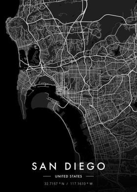 San Diego City Map Dark