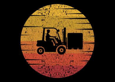 Forklift Retro Sunset Fork