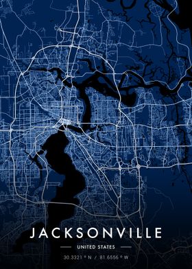 Jacksonville City Map Blue