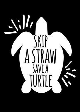 Skip A Straw Save A Turtle Vintage Sticker