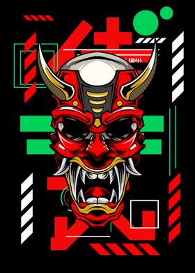 Samurai mask illustration 