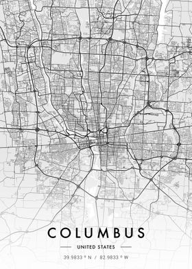 Columbus City Map White