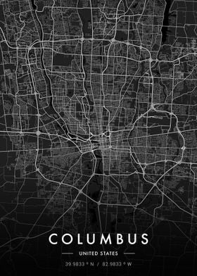 Columbus City Map Dark