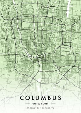 Columbus City Map Green