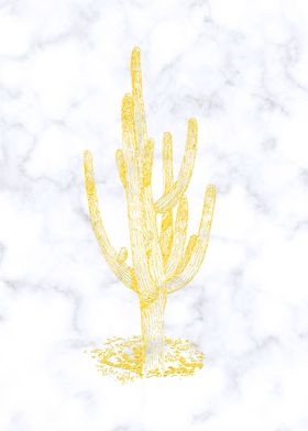 Golden Saguaro on Marble