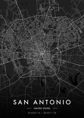 San Antonio City Map Dark