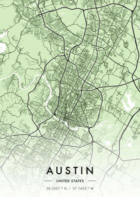 Austin City Map Green